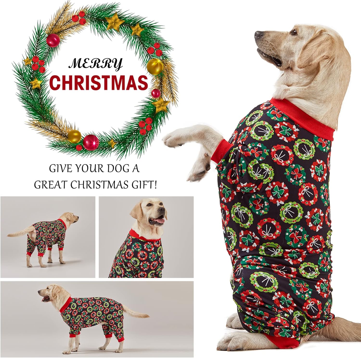 XL/XXL Christmas Dog Onesie – Warm Winter Pajamas for Large & Extra-Large Dogs