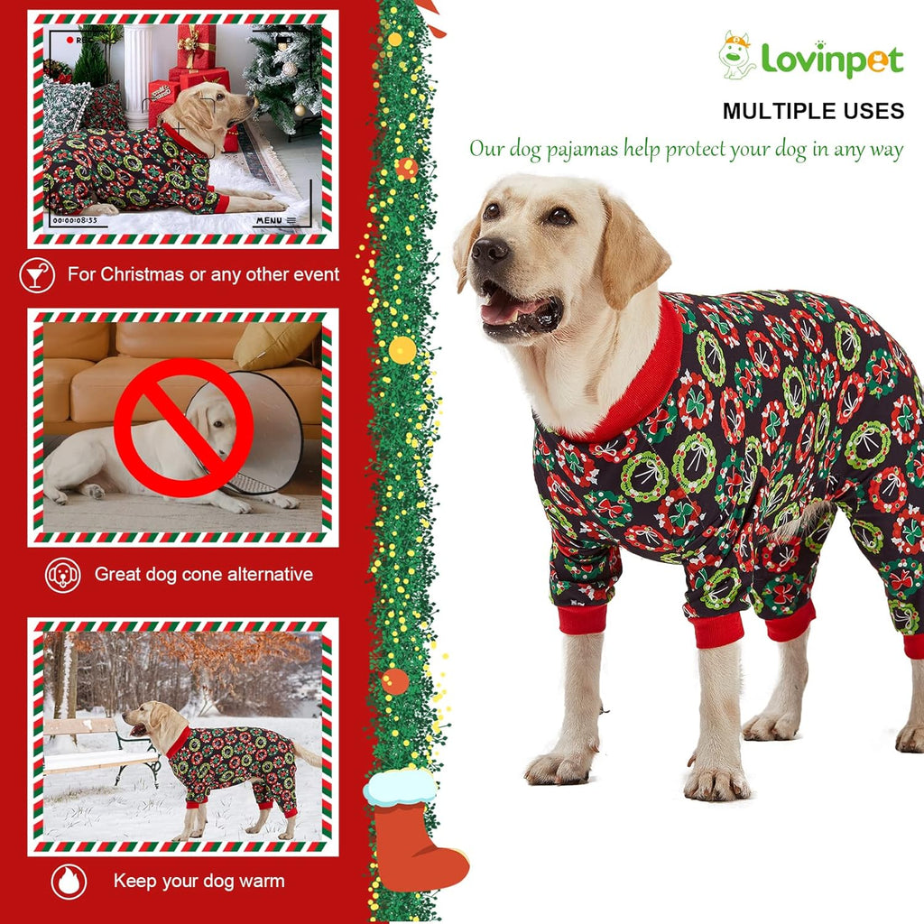 XL/XXL Christmas Dog Onesie – Warm Winter Pajamas for Large & Extra-Large Dogs