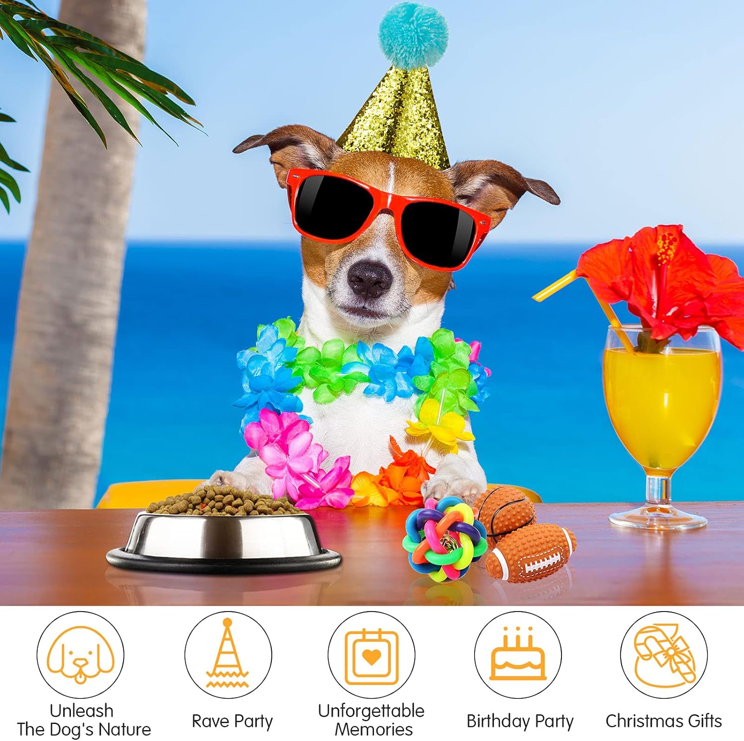  🎉🐾 4 Sparkly Pet Birthday Hats – Glitter Cone with Pom Pom 🎂✨