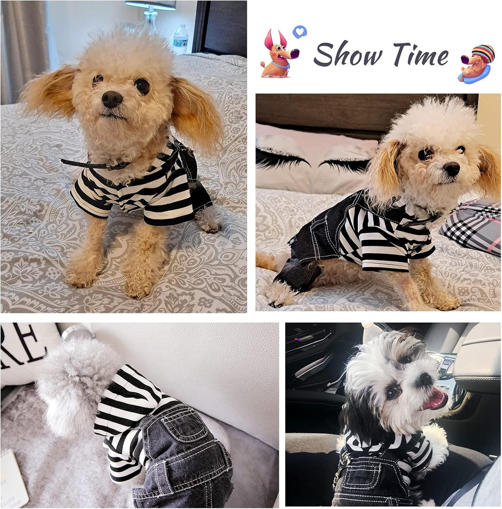 Pet Denim Jumpsuit Dog Overalls Jeans Hoodie Cool Blue Coat for Small & Medium Dogs – Classic Vintage Washed Jacket Puppy Vest