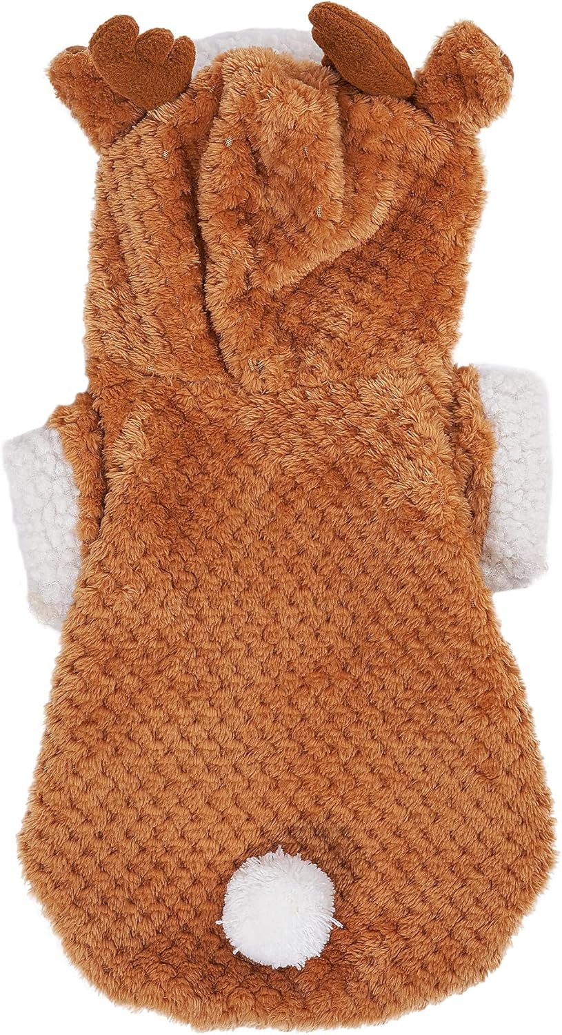 Dog Christmas Reindeer Hoodie – Warm Winter Holiday Costume with Antlers