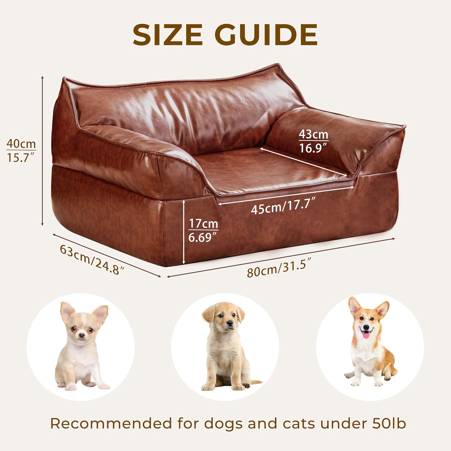 Luxury Leather Dog Sofa – Modern Pet Couch for Stylish Homes