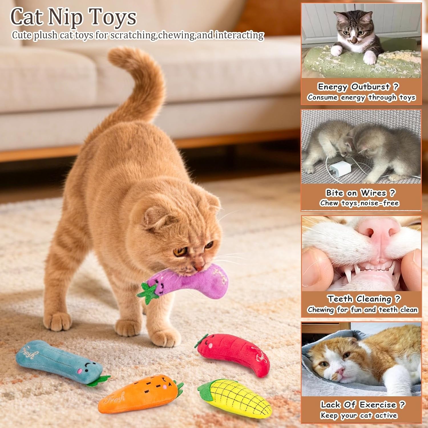 Catnip Farm Veggie Plush Toys (5-Pack)
