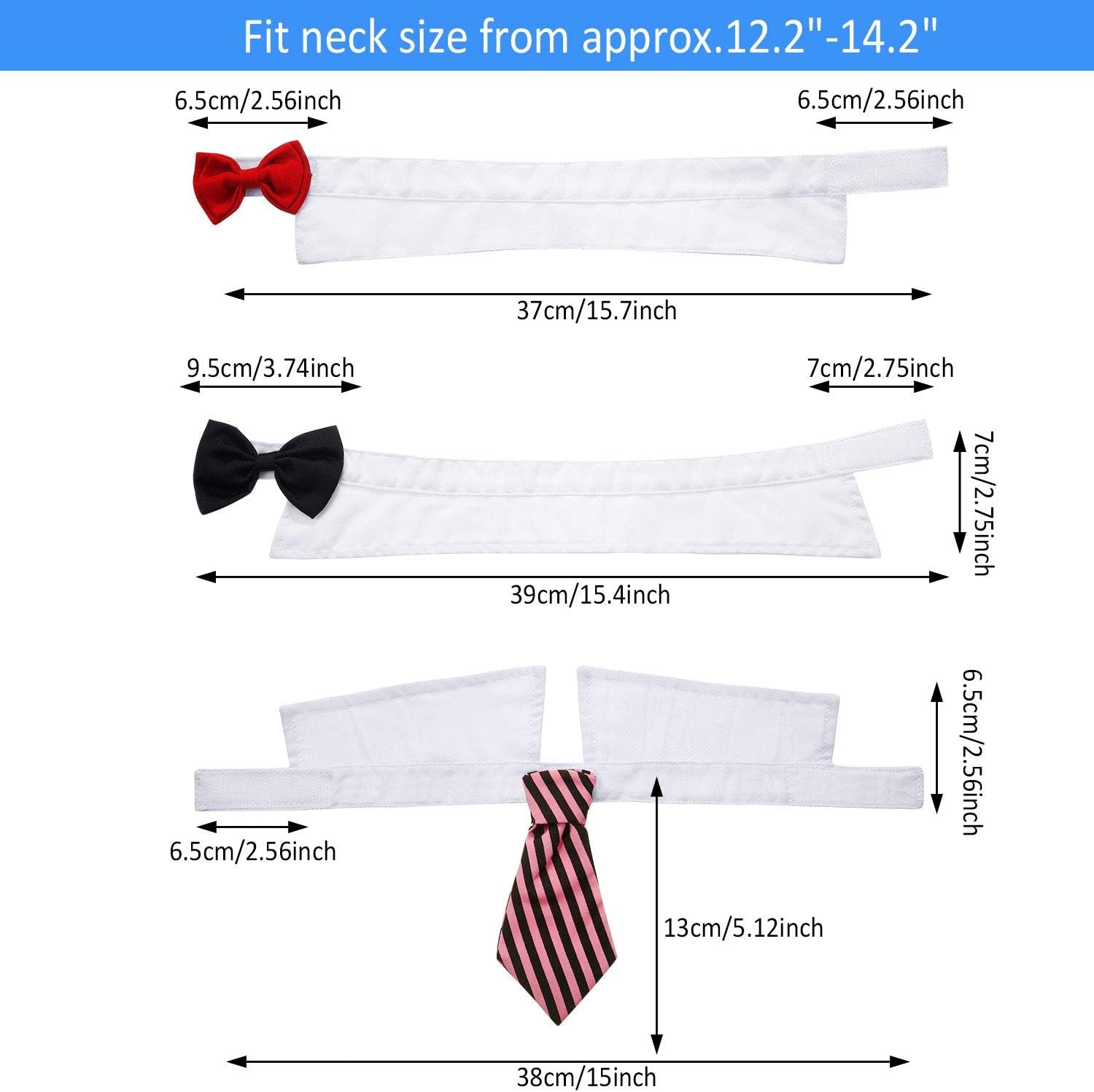 4 Pack Pet Bow Ties Adjustable | Formal Dog Collar & Cat Neck Tie for Small Dogs & Cats | Puppy Grooming Party Costume Accessories – L, Black, Red, Pink, Blue, Gray