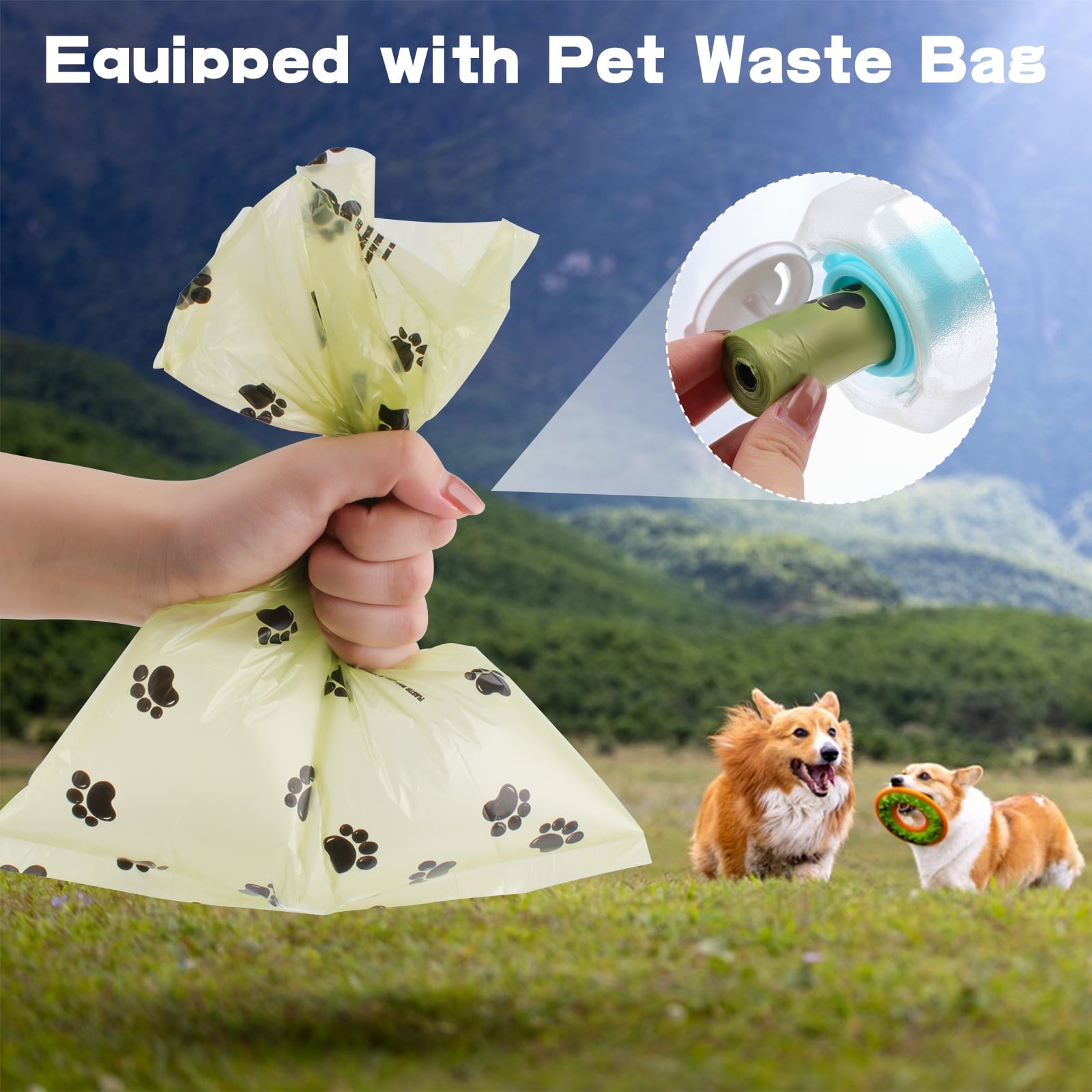 3-in-1 Dog Water Bottle & Food Container – Portable Travel Dispenser for Walking & Hiking