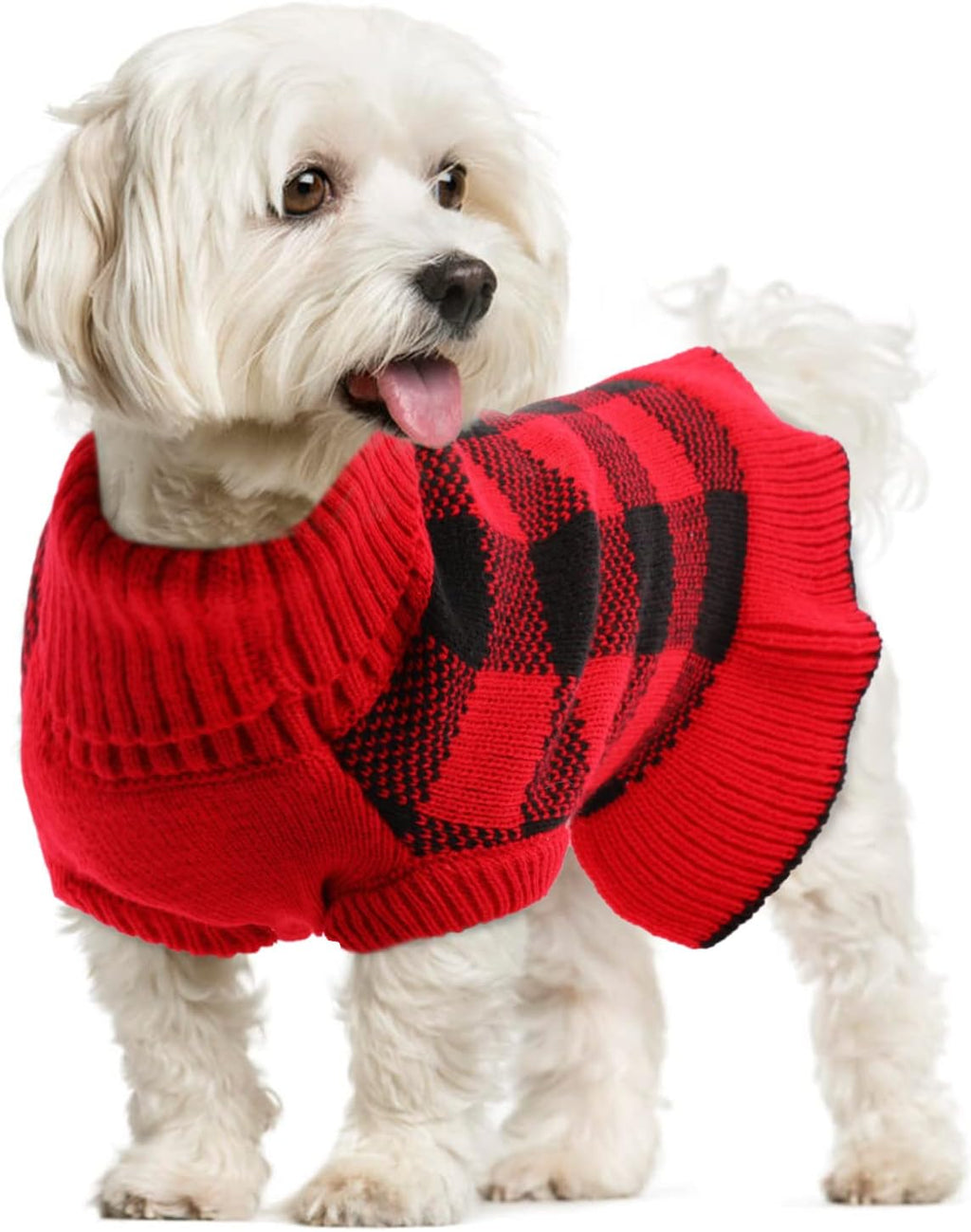 Christmas Dog Sweater – Cute Plaid Turtleneck Winter Dress for Chihuahua, Puppy, Small Dogs