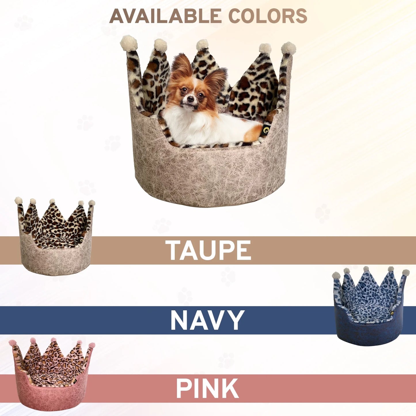 Royal Leopard Crown Pet Bed – Premium Plush Bed for Small Dogs & Cats