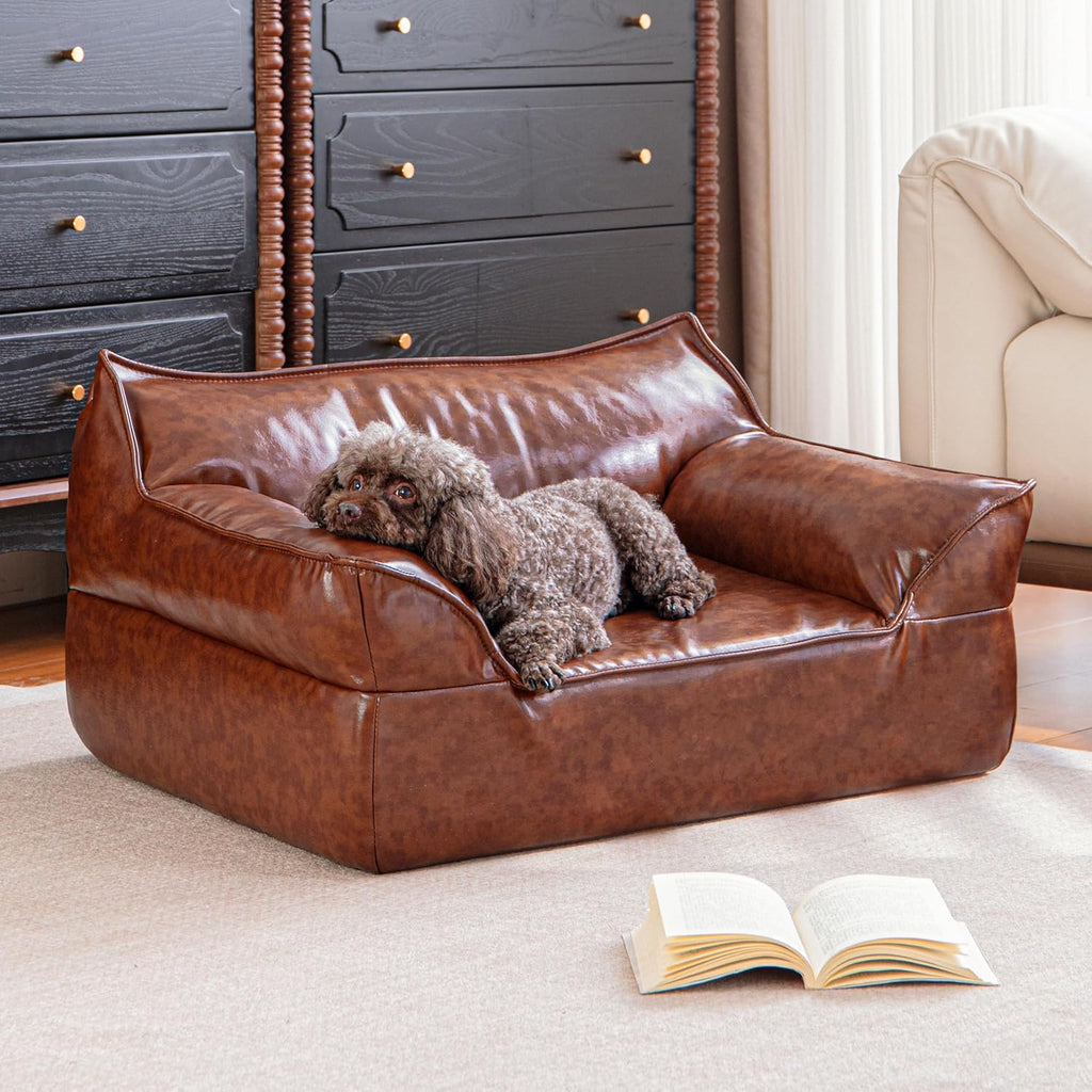 Luxury Leather Dog Sofa – Modern Pet Couch for Stylish Homes