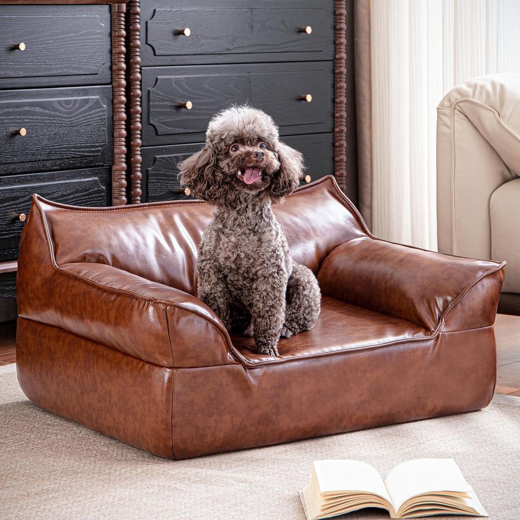 Luxury Leather Dog Sofa – Modern Pet Couch for Stylish Homes