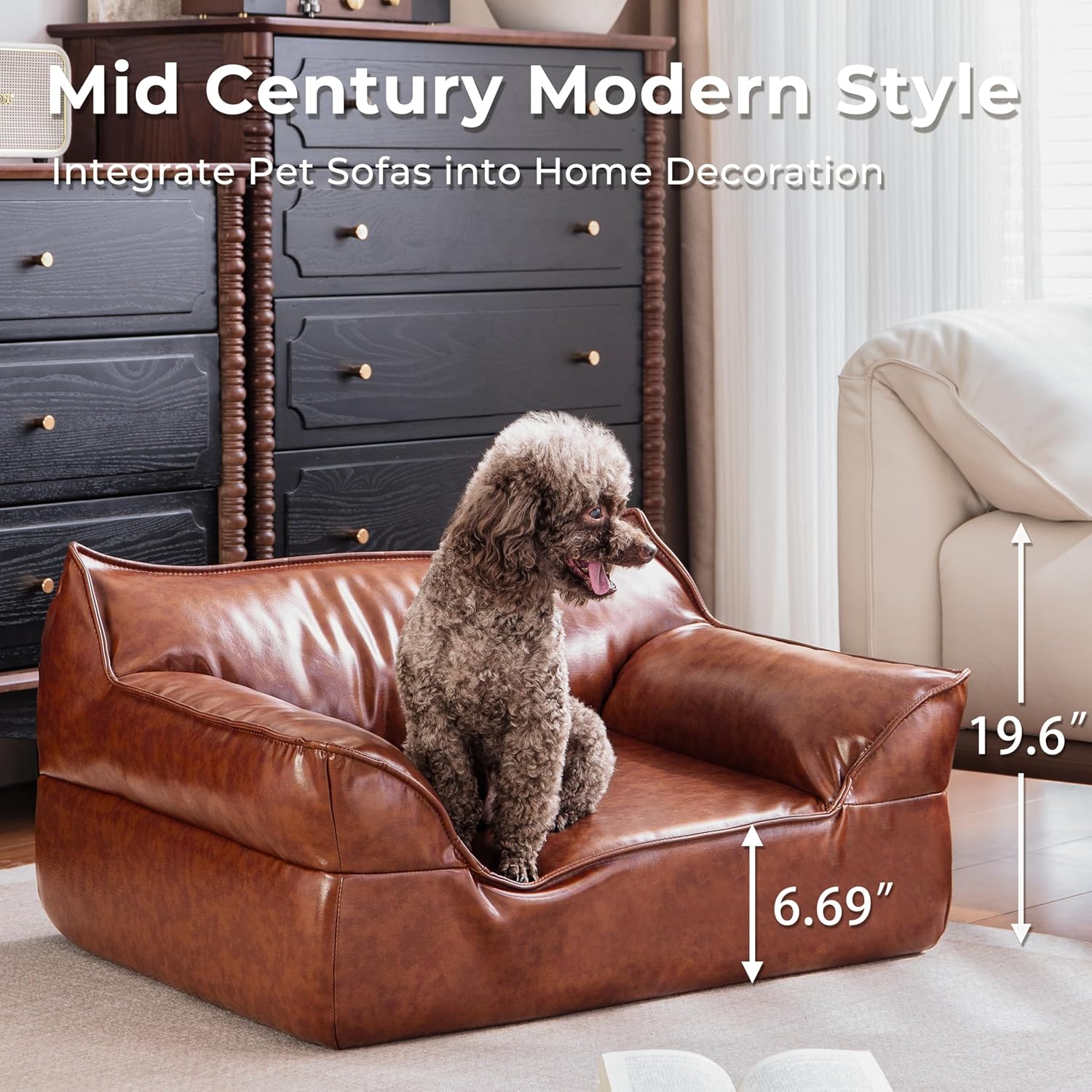 Luxury Leather Dog Sofa – Modern Pet Couch for Stylish Homes