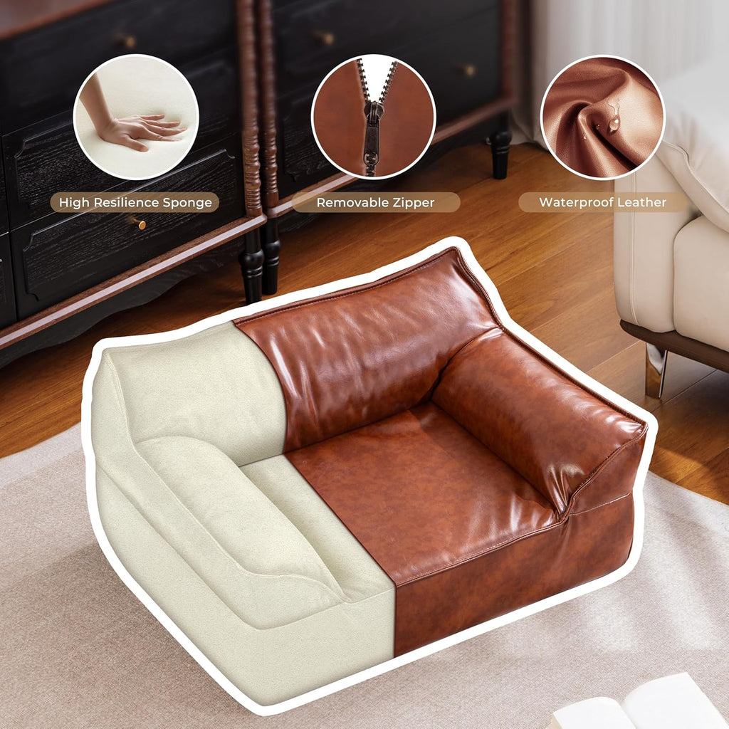 Luxury Leather Dog Sofa – Modern Pet Couch for Stylish Homes