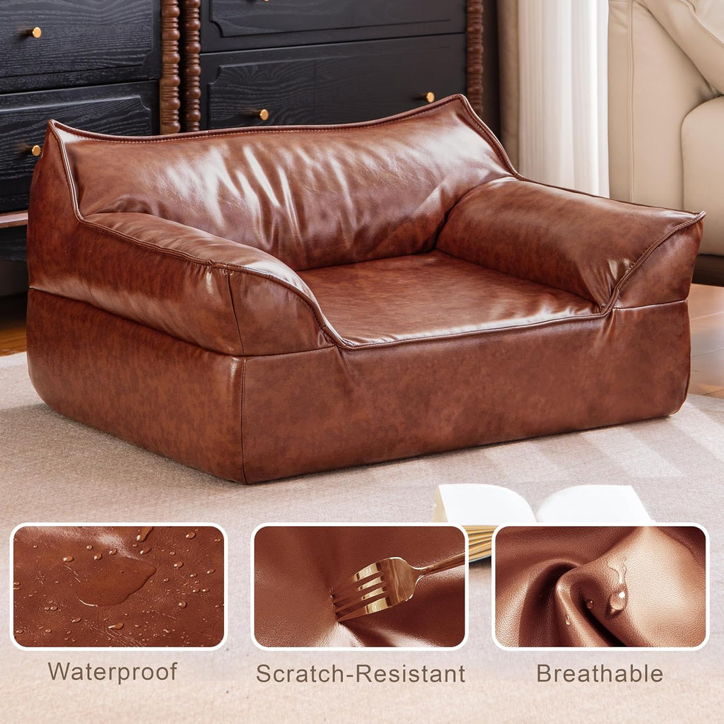 Luxury Leather Dog Sofa – Modern Pet Couch for Stylish Homes