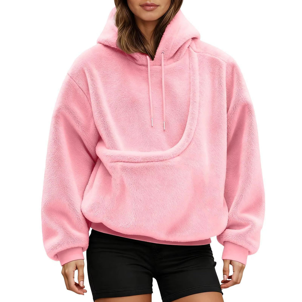 Pocket Pet-In-One Double-Sided Plush Hooded Sweatshirt