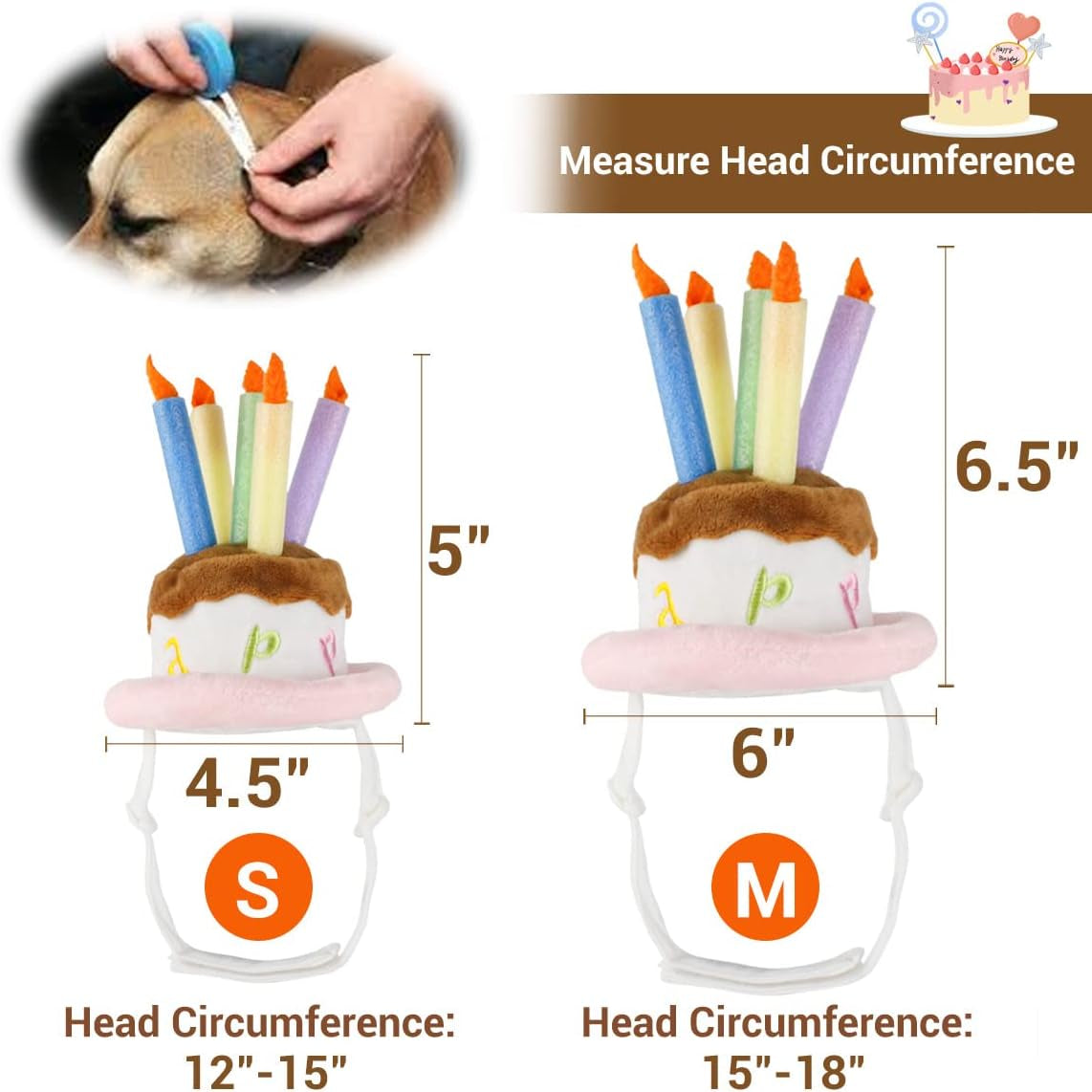 🎂🐾 Adorable Pet Birthday Cake Hat for Dogs & Cats – Cute Soft Cotton Party Hat with Adjustable Chin Strap, Colorful Candles Design, Perfect for Small & Large Pets, Puppies, Kittens, Rabbits – Birthday Party, Photoshoot, Holiday Gift, Celebration Fun 🎉💖