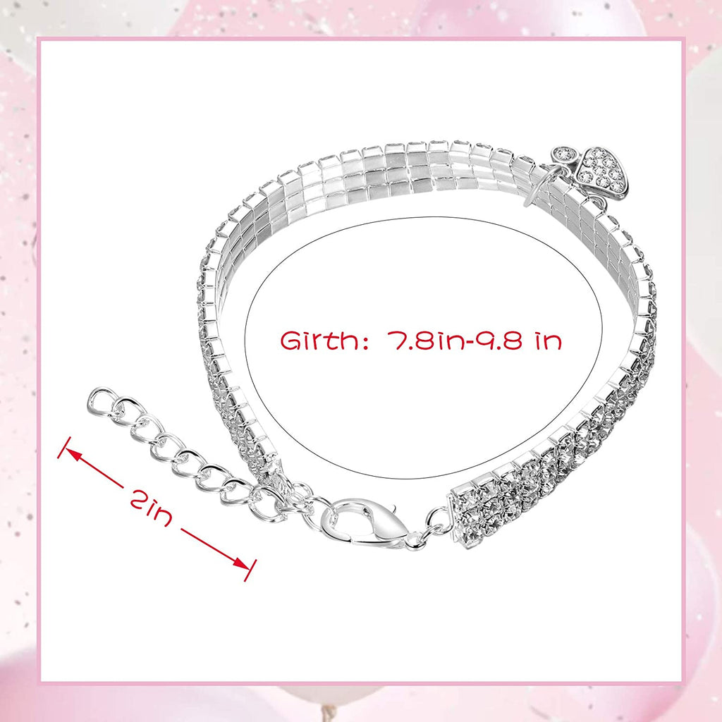 3Pcs Bling Rhinestone Pet Collars – Adjustable Crystal Cat & Dog Collars with Glitter Pendant (White)