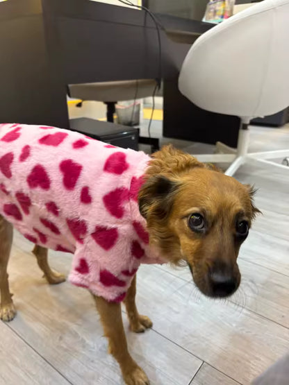Valentine’s Heart Dog Hoodie – Warm Plush Jacket