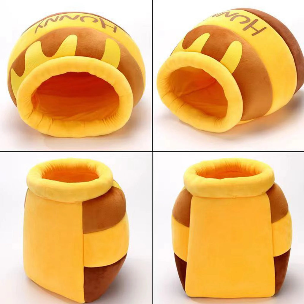 Honey Pot Cat Cave Bed – Cozy Cartoon Hideaway for Cats & Small Dogs