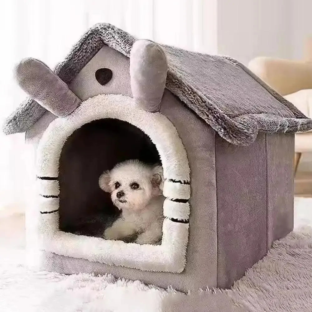 Cozy Cat Bed Cave – Warm Plush Pet Tent with Removable Cushion