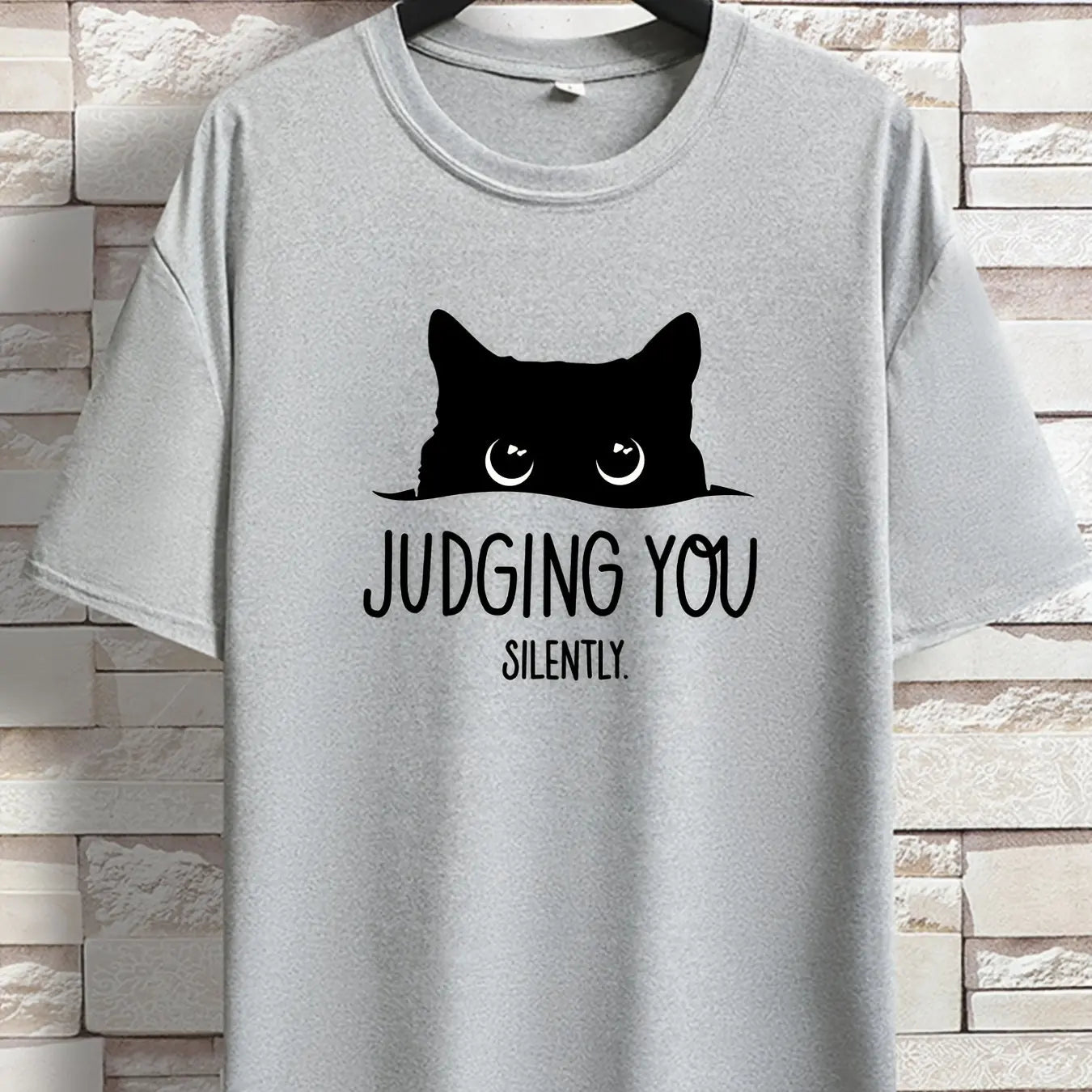 "Judging You Silently” Cat Print Loose T-Shirt
