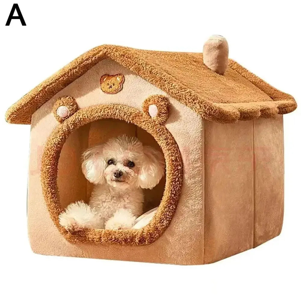 Cozy Cat Bed Cave – Warm Plush Pet Tent with Removable Cushion