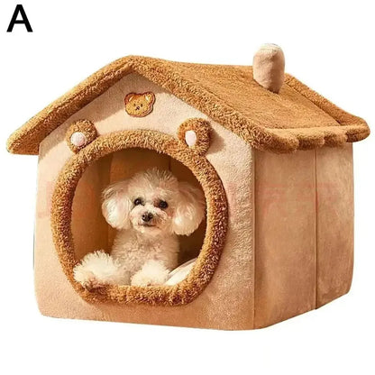 Cozy Cat Bed Cave – Warm Plush Pet Tent with Removable Cushion