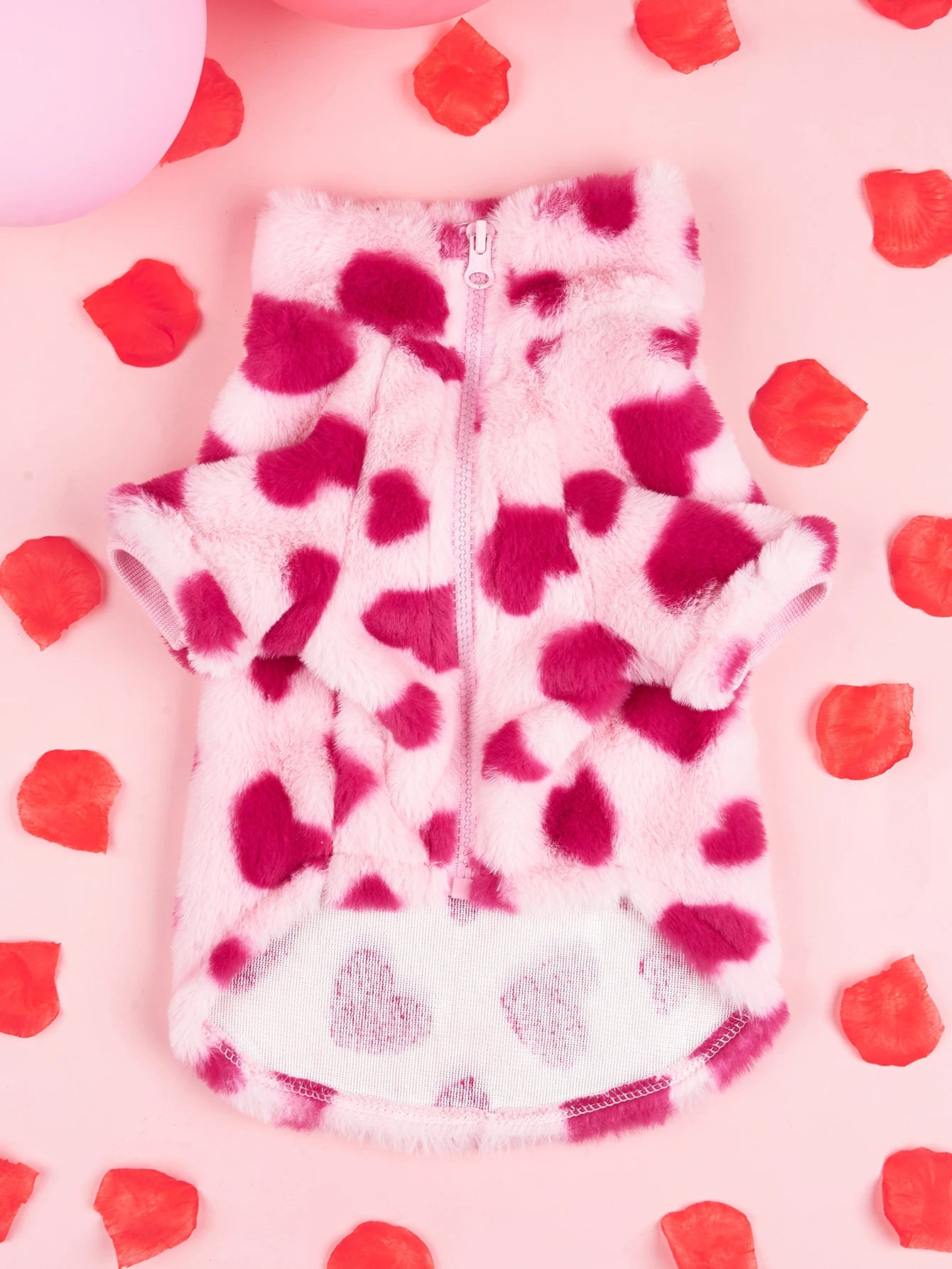Valentine’s Heart Dog Hoodie – Warm Plush Jacket