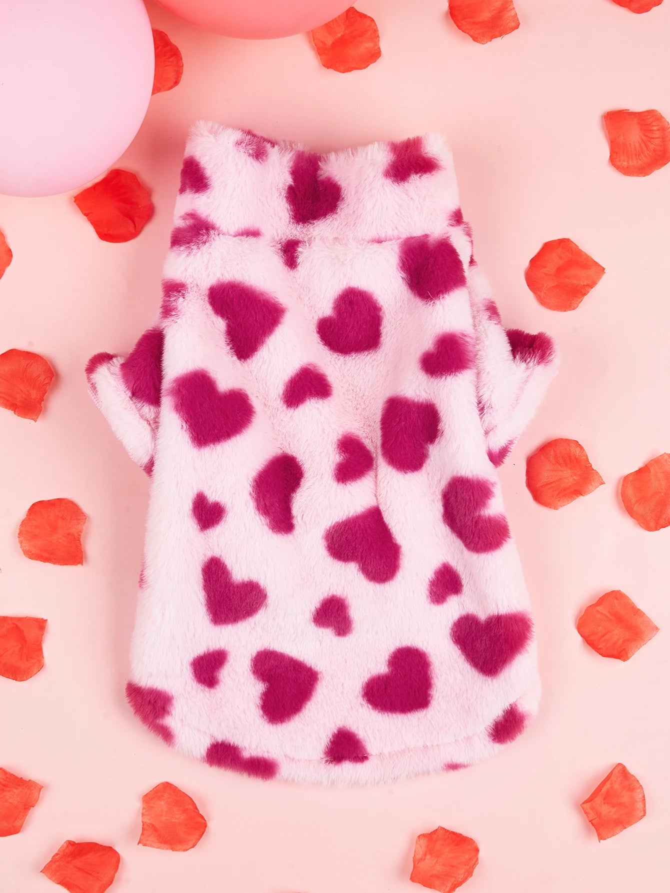 Valentine’s Heart Dog Hoodie – Warm Plush Jacket