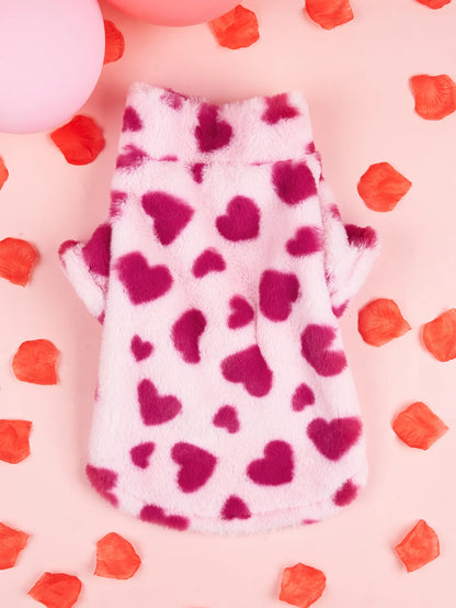 Valentine’s Heart Dog Hoodie – Warm Plush Jacket