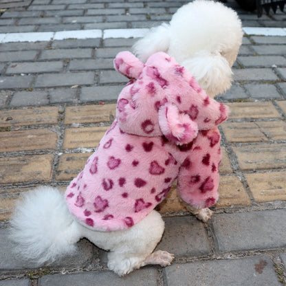 Leopard Print Velvet Dog Coat – Warm & Stylish Pet Clothes for Fall & Winter