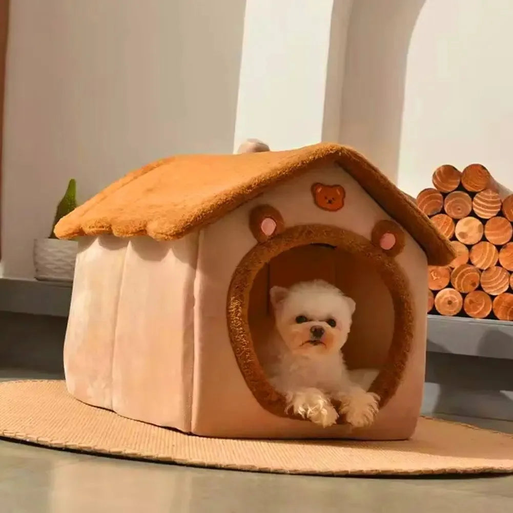 Cozy Cat Bed Cave – Warm Plush Pet Tent with Removable Cushion