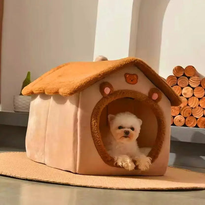 Cozy Cat Bed Cave – Warm Plush Pet Tent with Removable Cushion