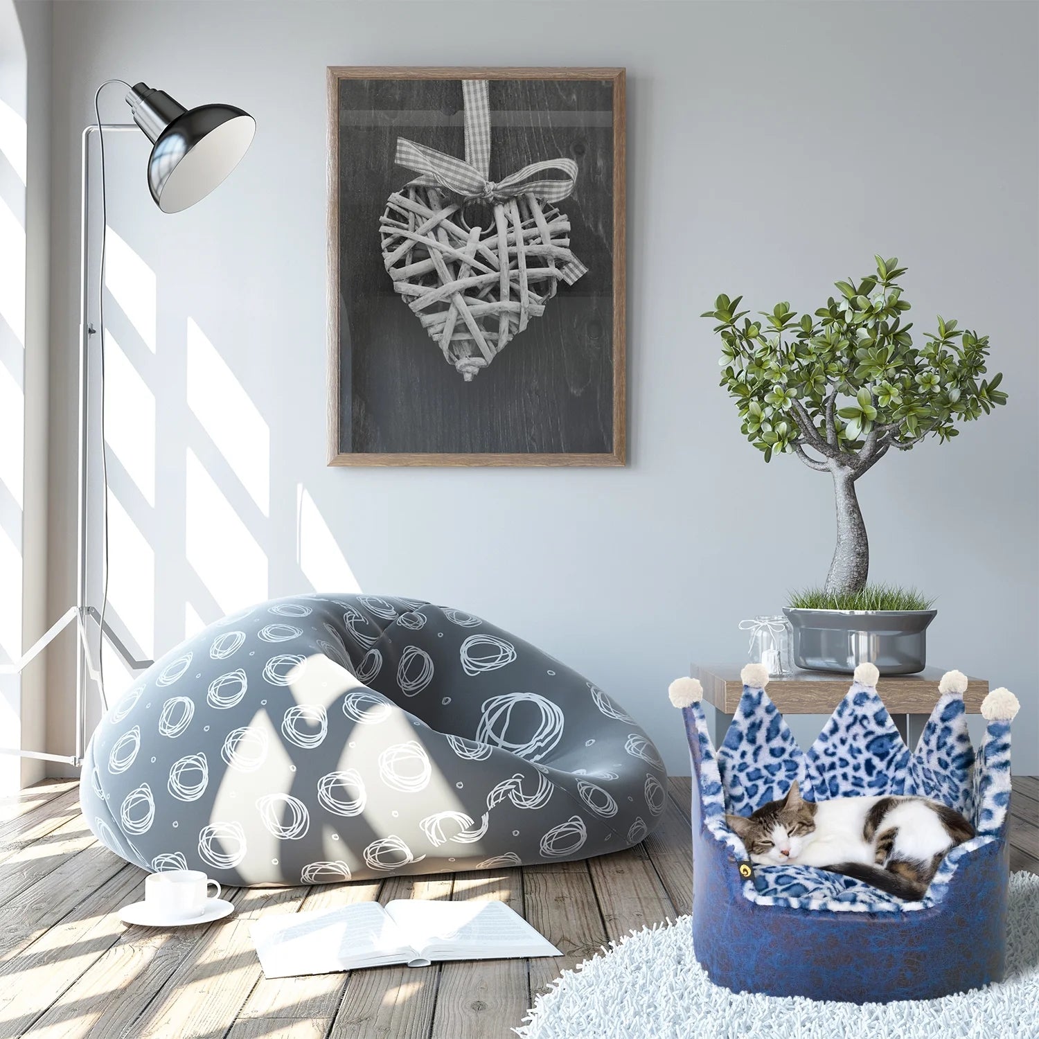 Royal Leopard Crown Pet Bed – Premium Plush Bed for Small Dogs & Cats