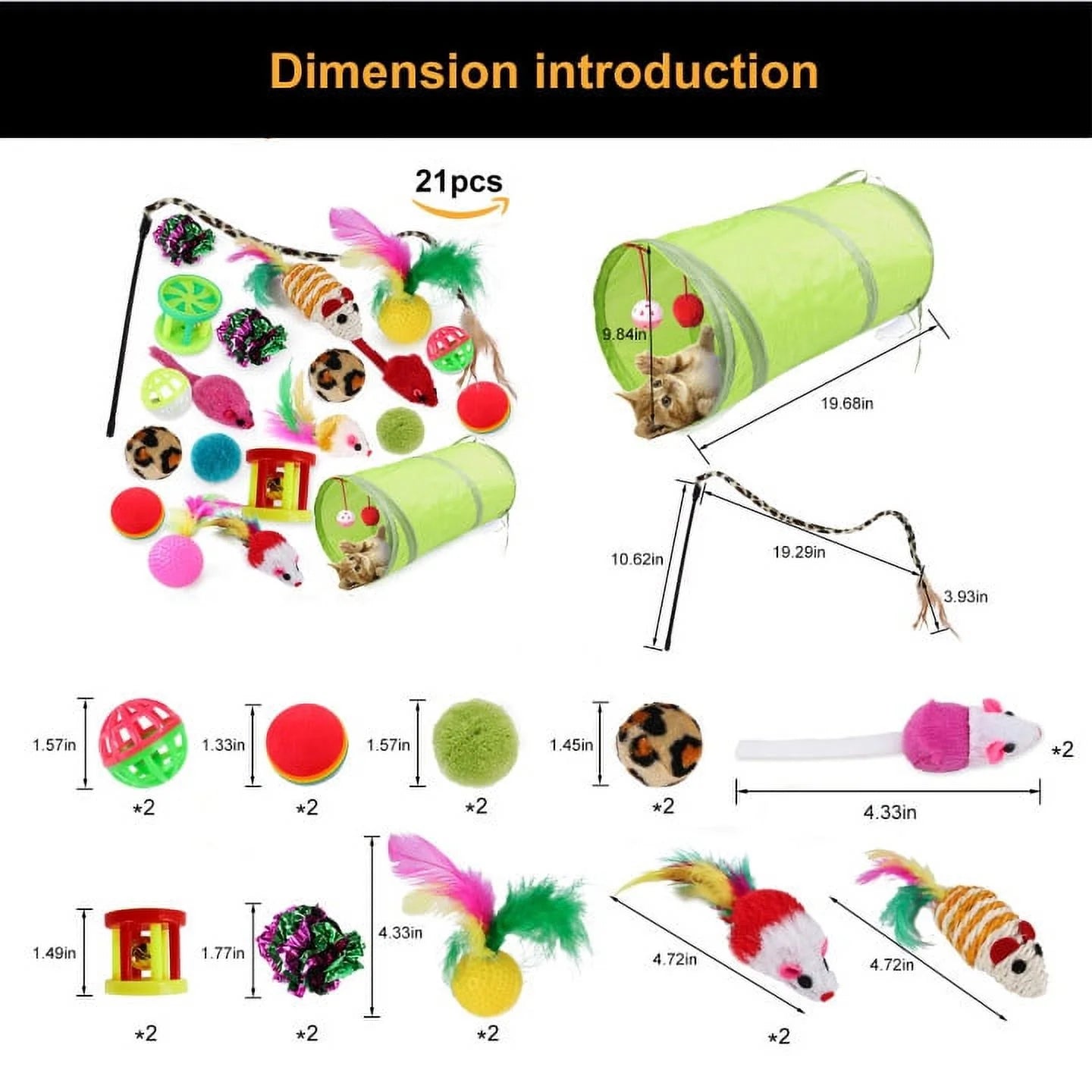 21 PCS Interactive Cat Toys Kitten Playset