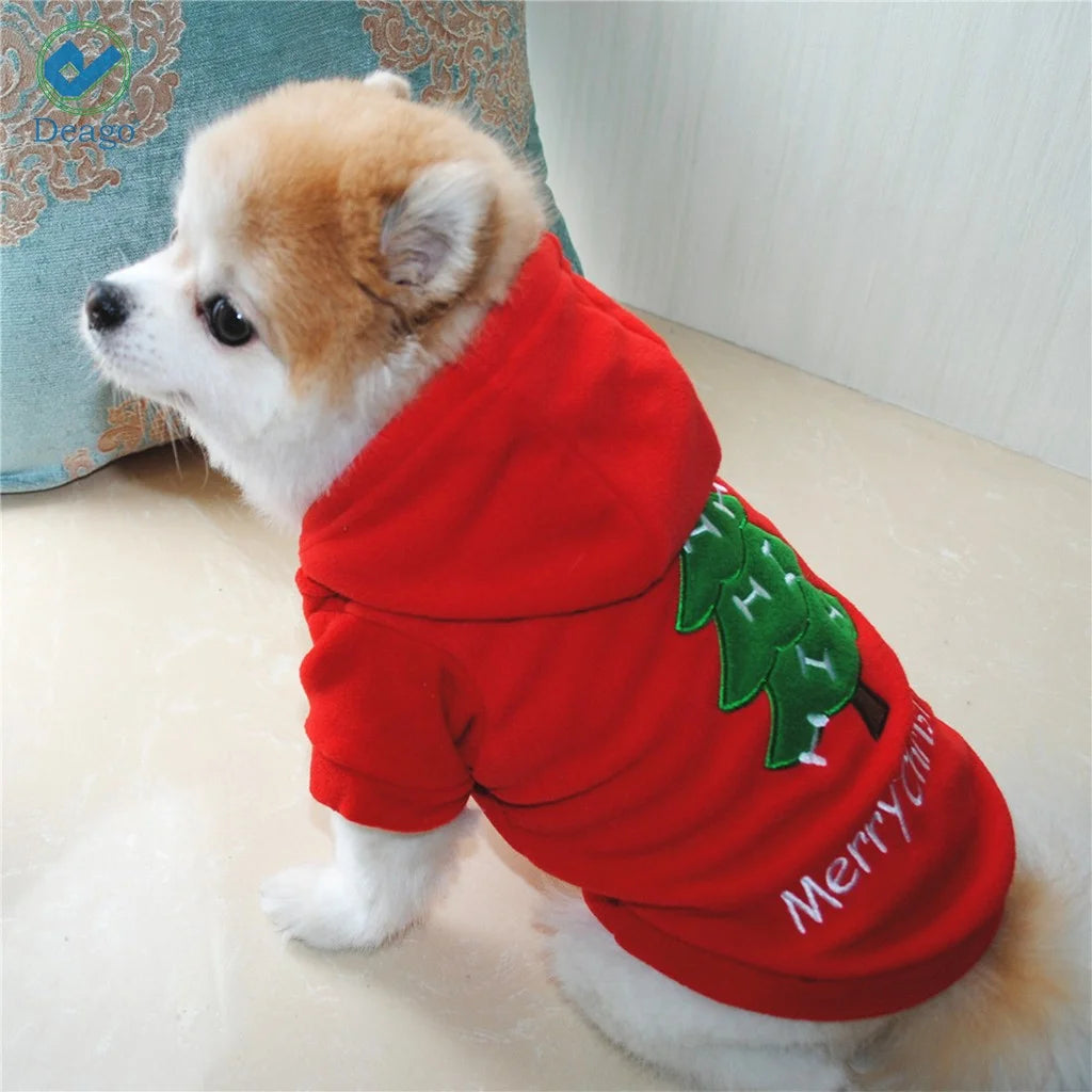 Christmas Dog Hoodie for Small Pets – Warm Winter Holiday Outfit for Puppies & Cats