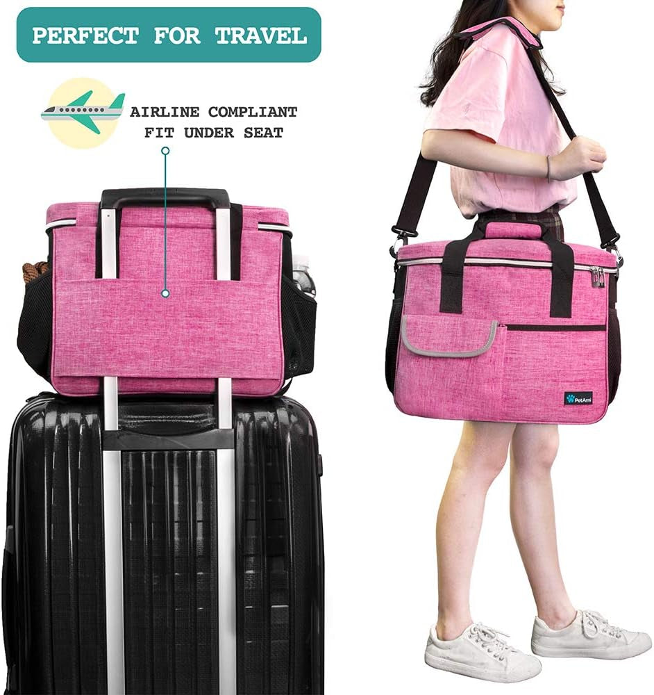 Dog Travel Bag Organizer – Pet Travel Set with Food Container & Bowls, Weekend Camping Supplies