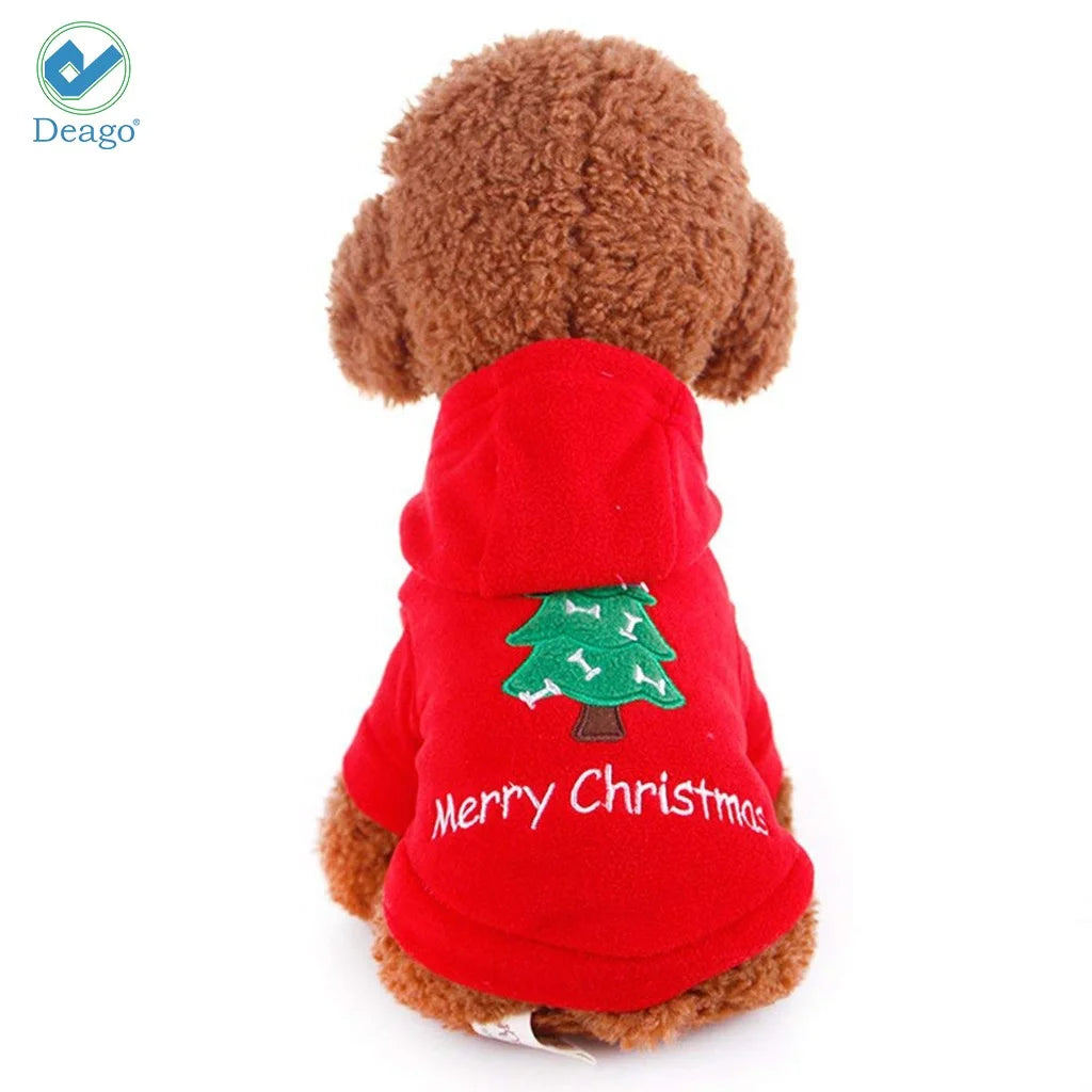Christmas Dog Hoodie for Small Pets – Warm Winter Holiday Outfit for Puppies & Cats