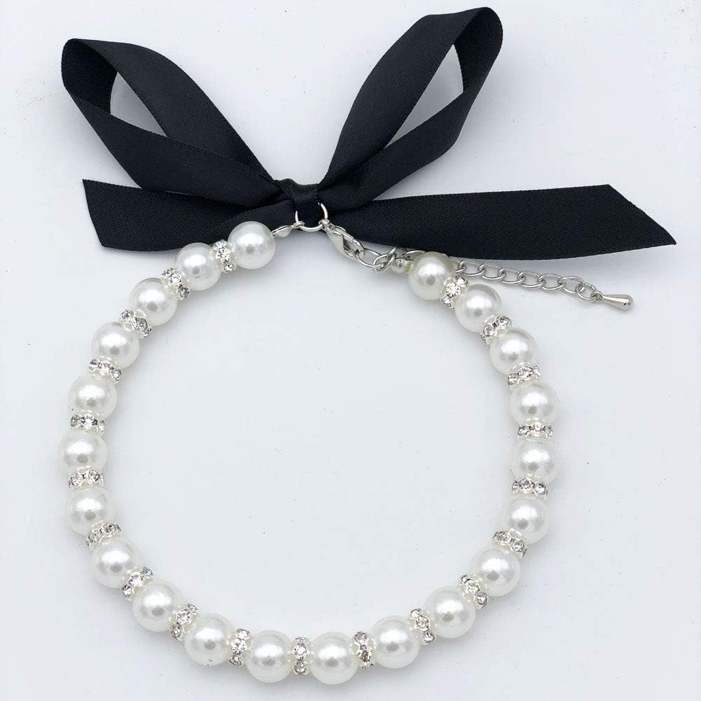 ✨ Designer Pet Pearl Necklace for Dogs & Cats 💎 Handmade Rhinestone Collar with Adjustable Clasp 🎀 Fancy Bling Pet Jewelry | Luxury Dog Necklace | Crystal Cat Collar | Perfect Gift for Pet Birthday, Wedding & Holiday 🎁🐾