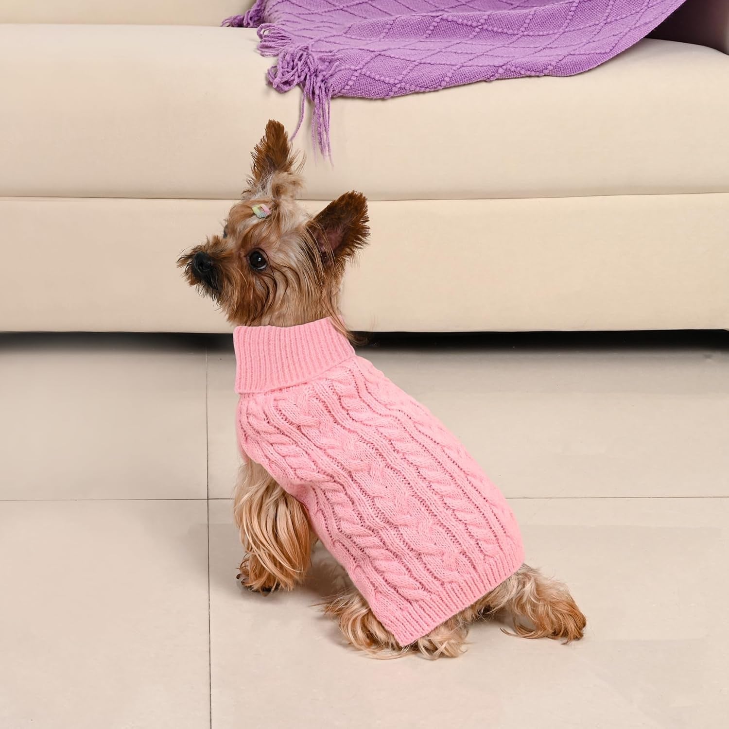 2 Pack Dog Sweaters – Winter Cable Knit Turtleneck