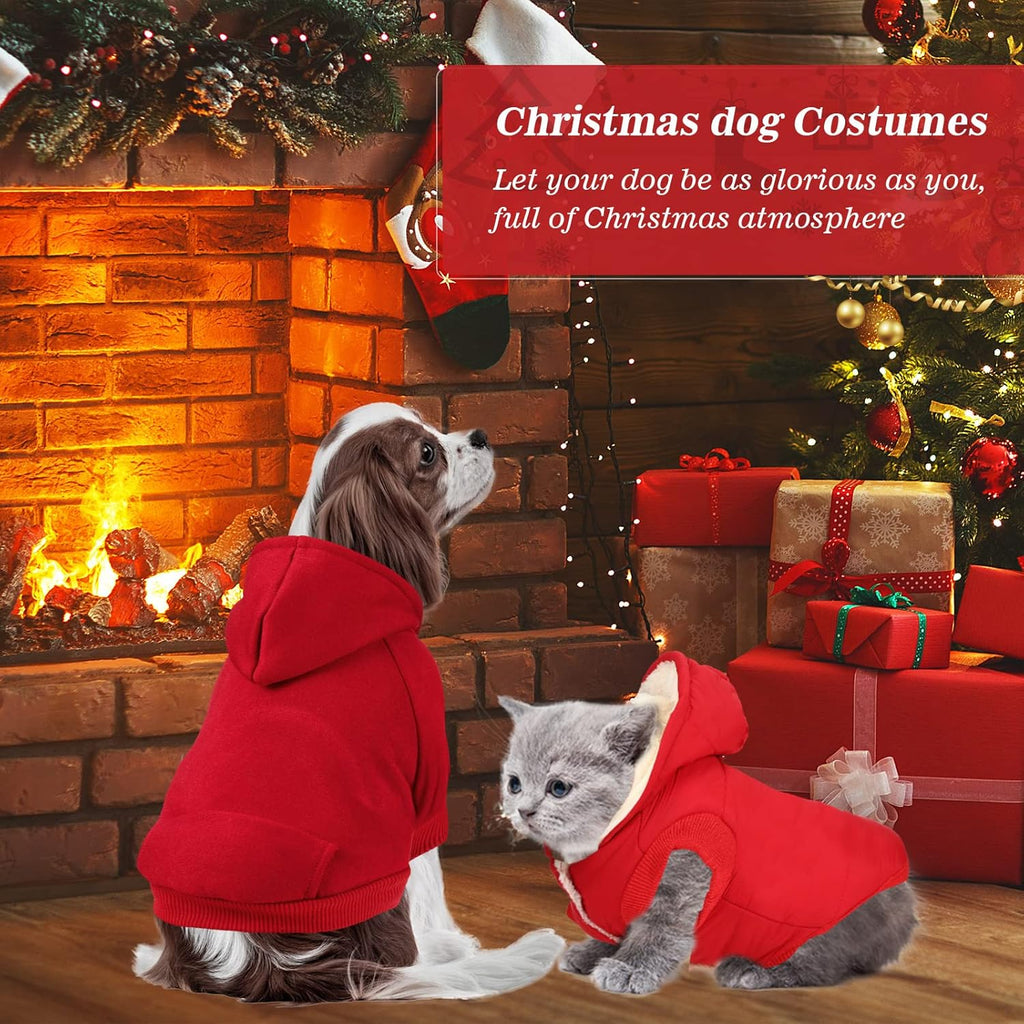3 Pcs Pet Dog Sweater Jacket Knitwear Hoodie Clothes Pocket Puppy Coat Clothing Pup Christmas Shirt Costume Sweatshirt Fleece Lining Warm Winter Small Hooded Soft Thickening (Medium)