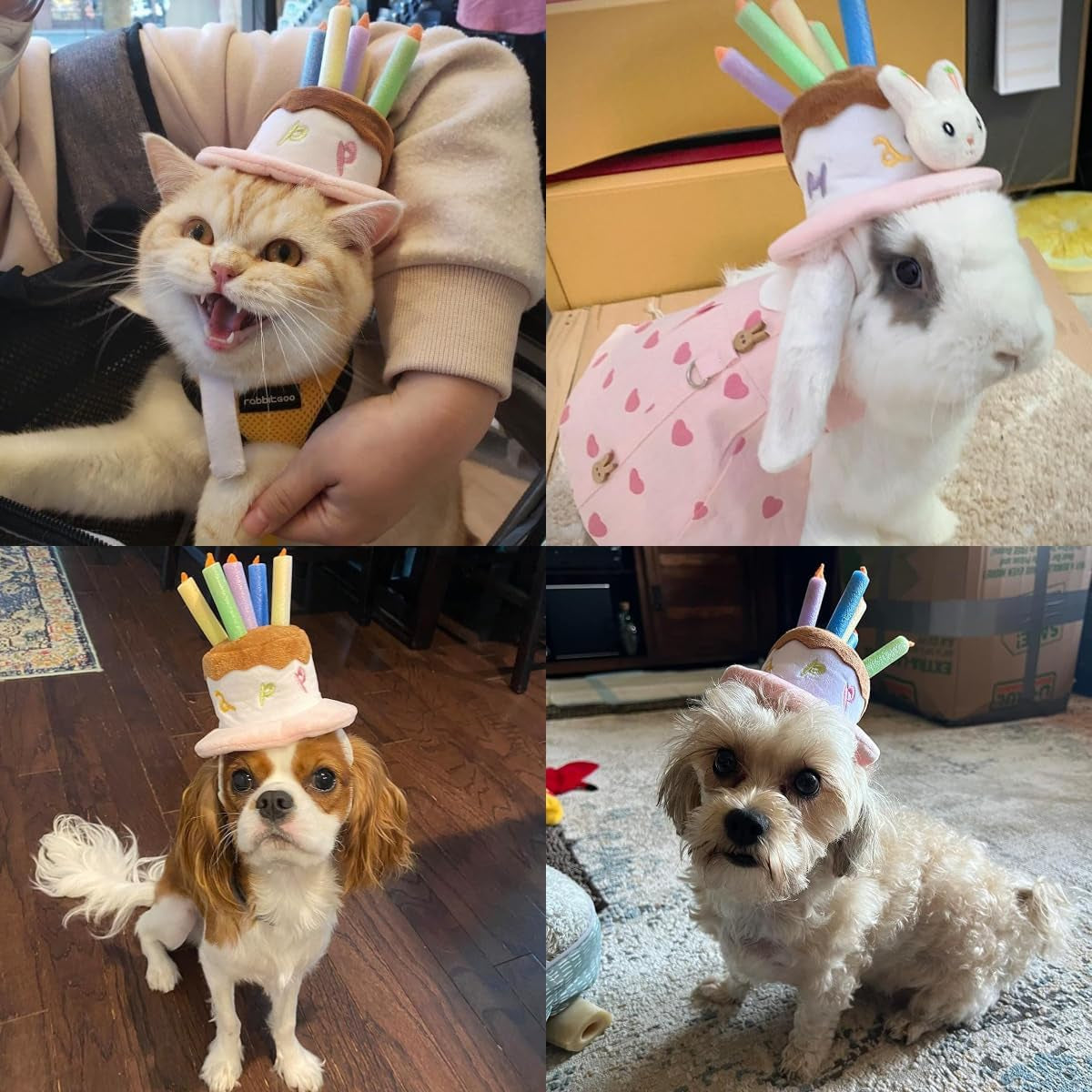 🎂🐾 Adorable Pet Birthday Cake Hat for Dogs & Cats – Cute Soft Cotton Party Hat with Adjustable Chin Strap, Colorful Candles Design, Perfect for Small & Large Pets, Puppies, Kittens, Rabbits – Birthday Party, Photoshoot, Holiday Gift, Celebration Fun 🎉💖