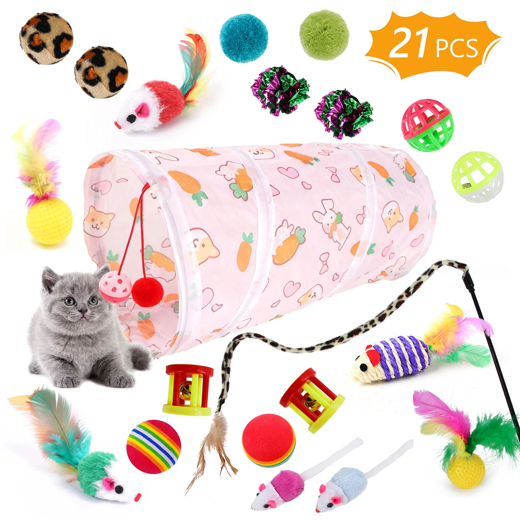 21 PCS Interactive Cat Toys Kitten Playset