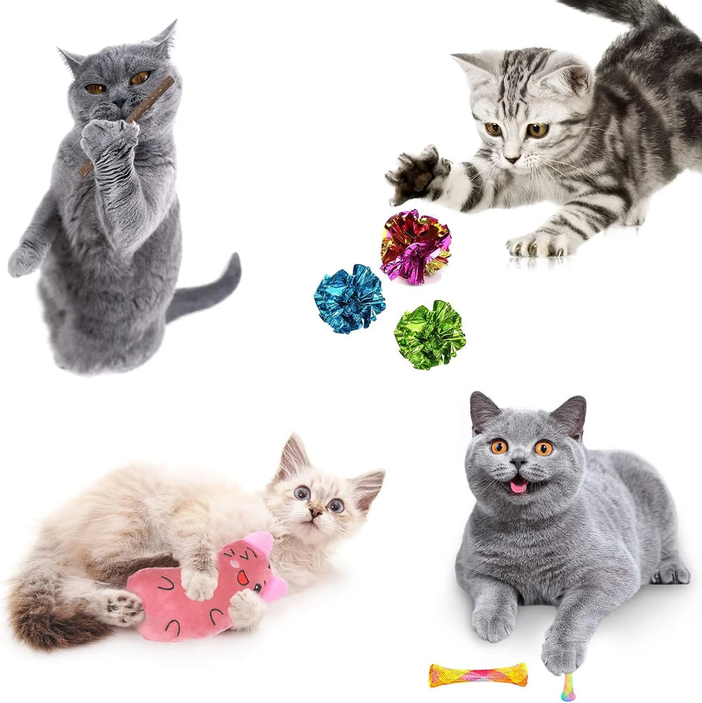 34 PCS Interactive Cat Toys Set with Tunnel