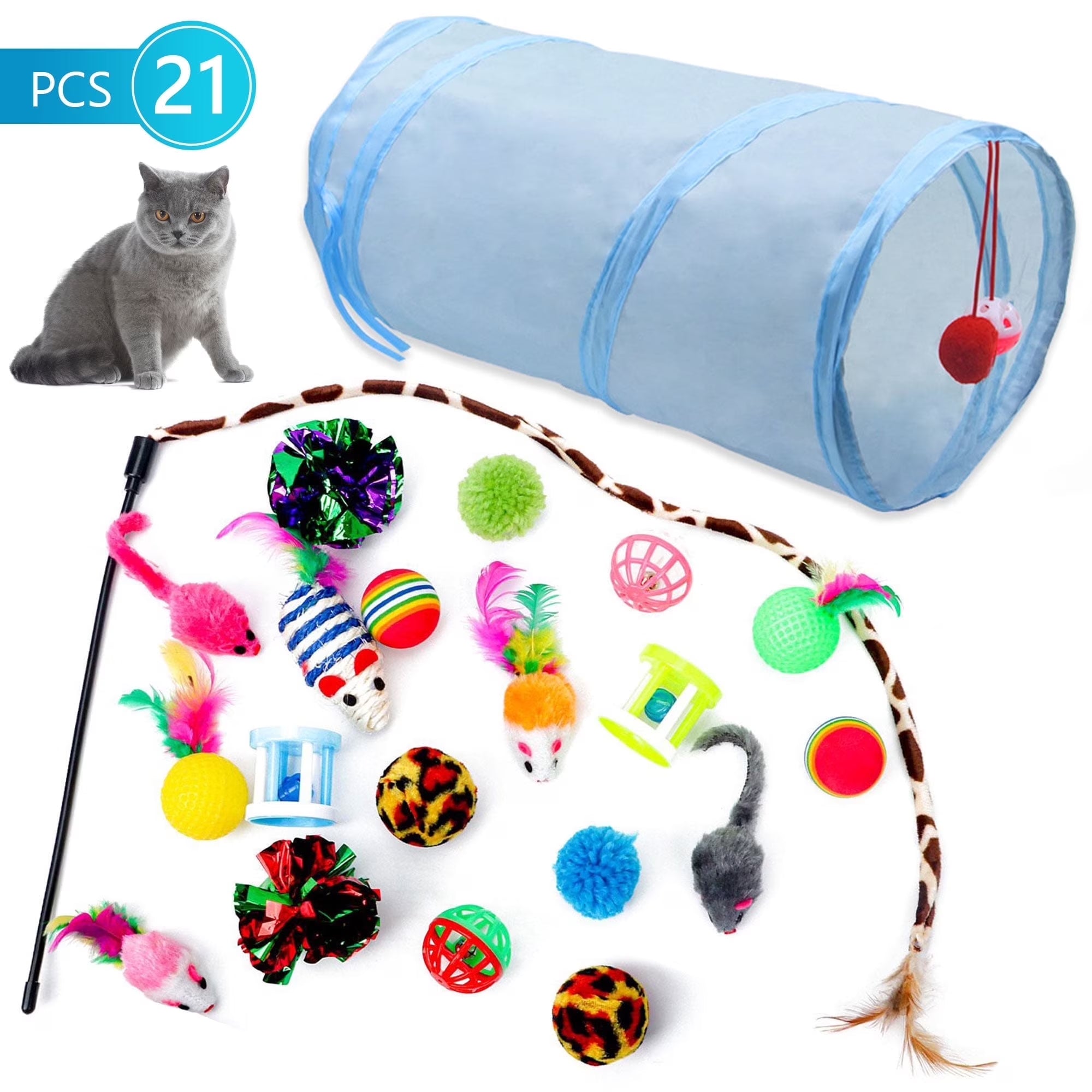 21 PCS Interactive Cat Toys Kitten Playset