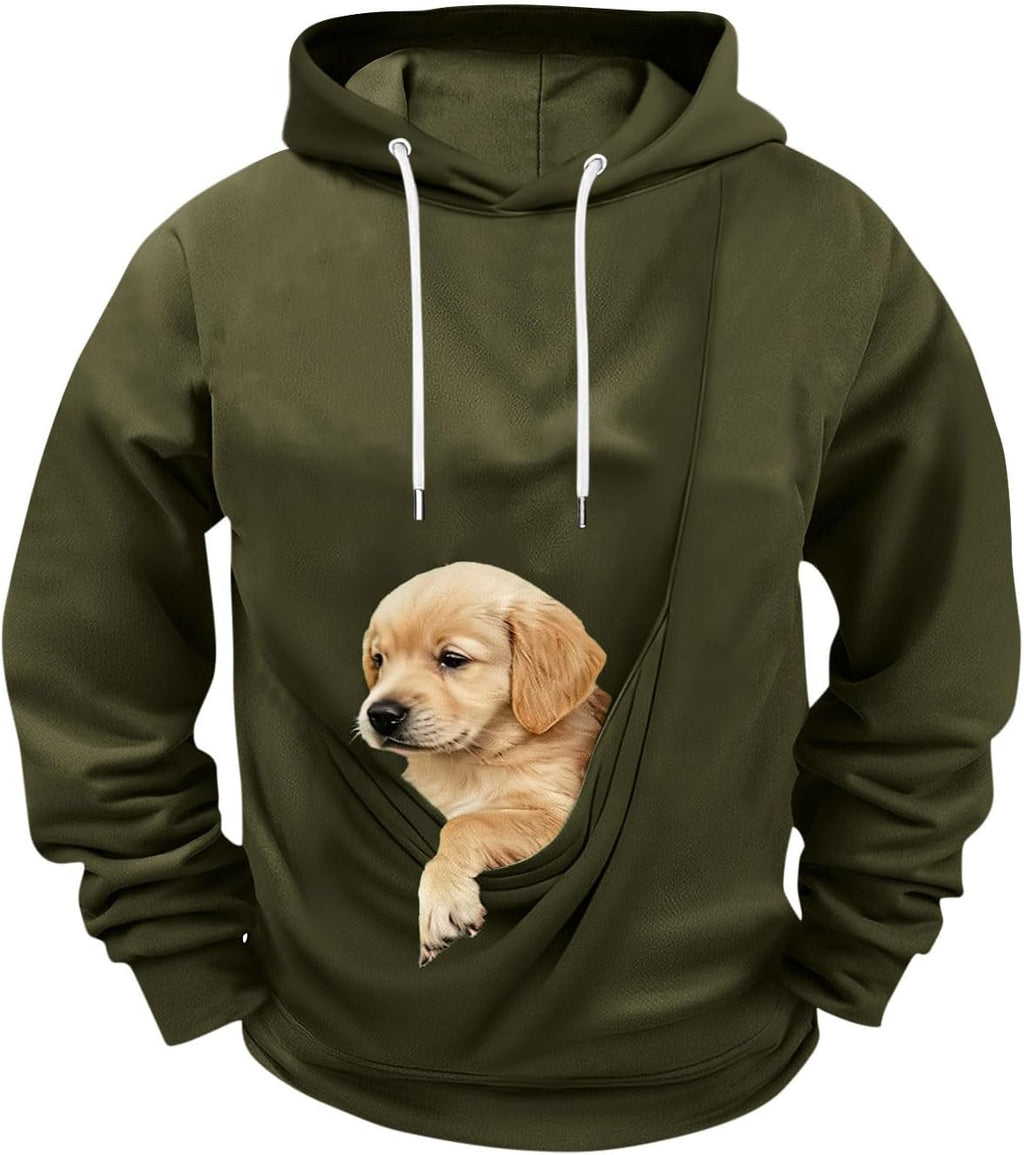 Dog Pouch Hoodie for Men & Women – Pet Carrier Pullover with Kangaroo Pocket