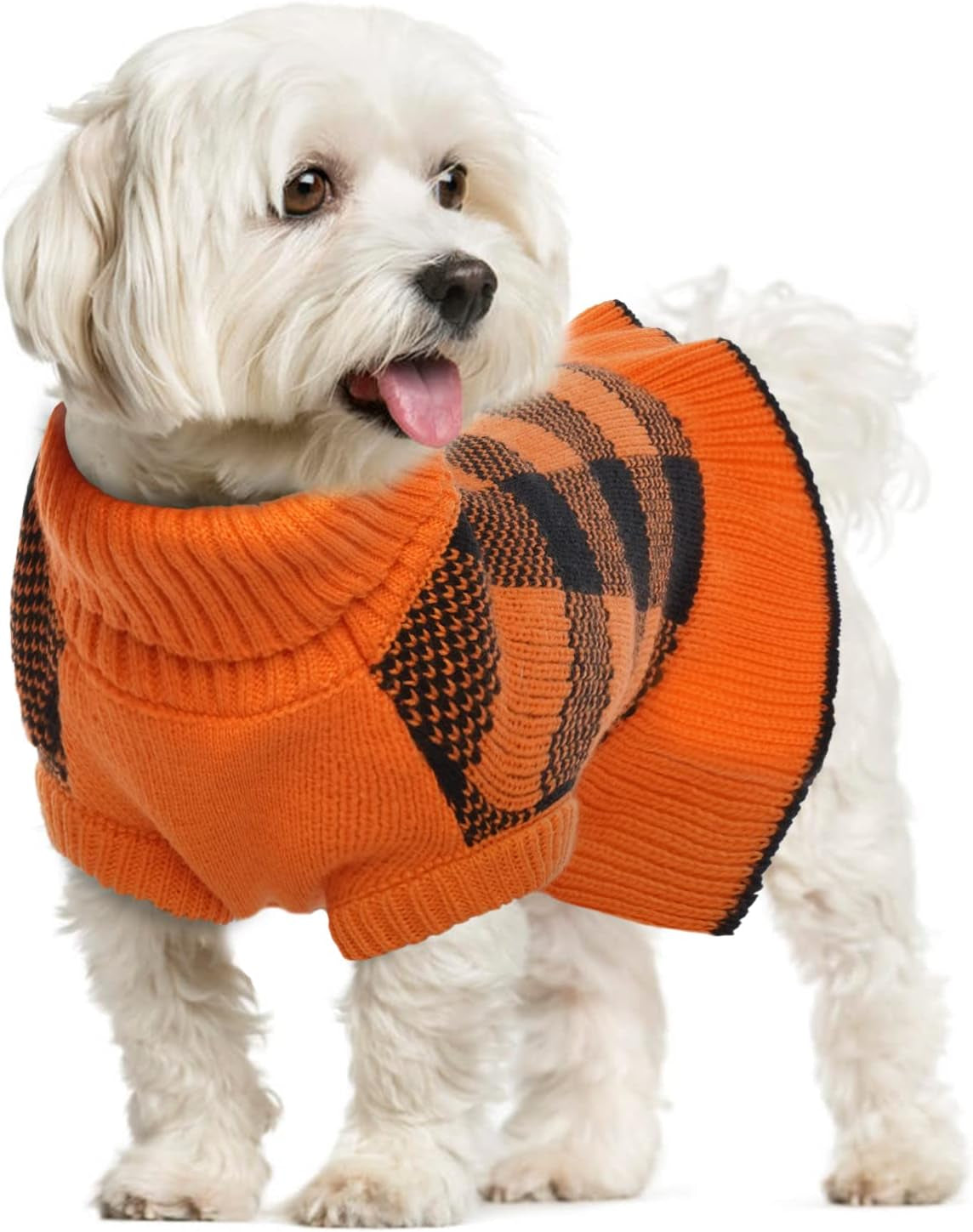 Christmas Dog Sweater – Cute Plaid Turtleneck Winter Dress for Chihuahua, Puppy, Small Dogs