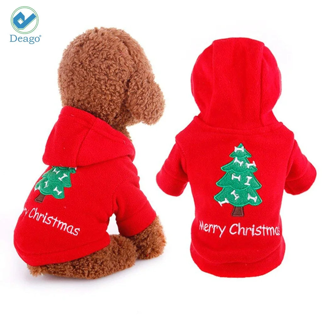 Christmas Dog Hoodie for Small Pets – Warm Winter Holiday Outfit for Puppies & Cats