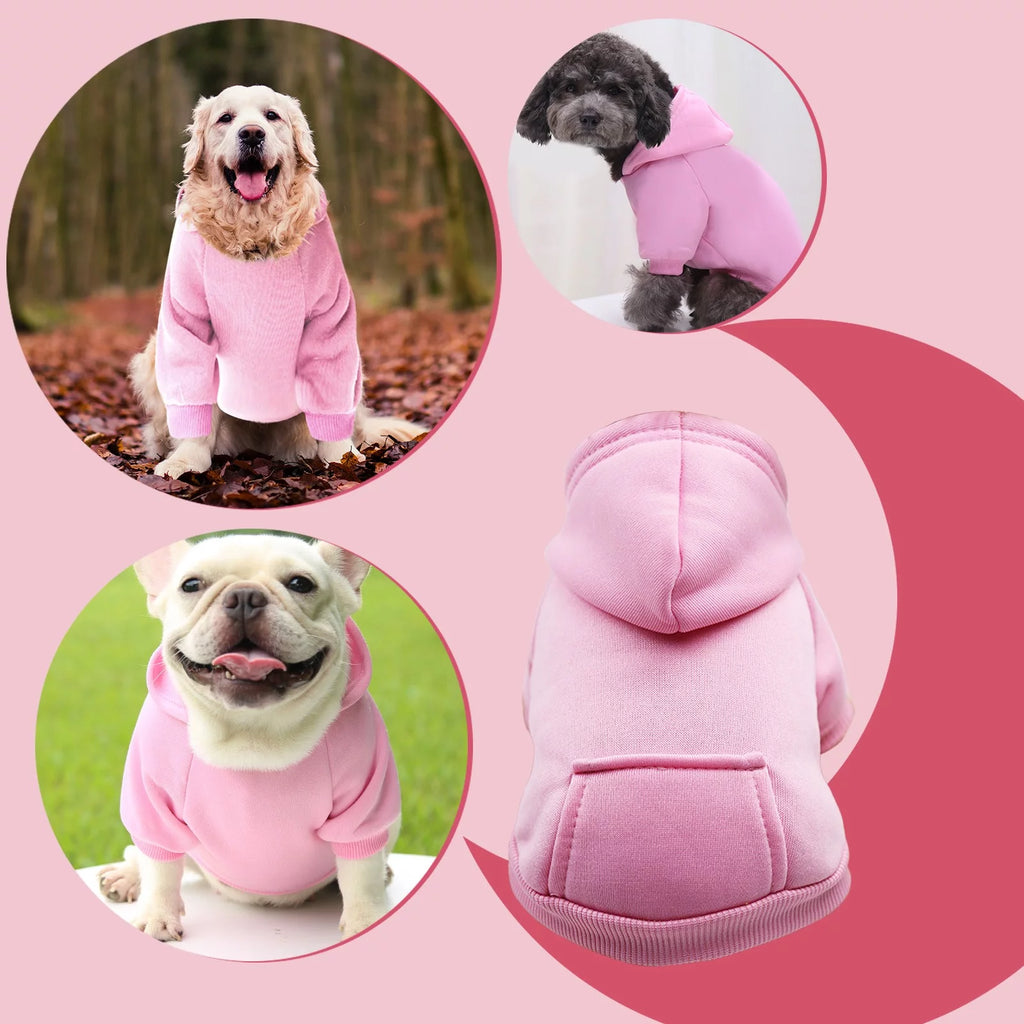 Pet Supplies Dog Hoodie with Pocket | Fall Winter Warm Sweater for Small & Medium Dogs | Puppy Clothes for Boys & Girls – Pink