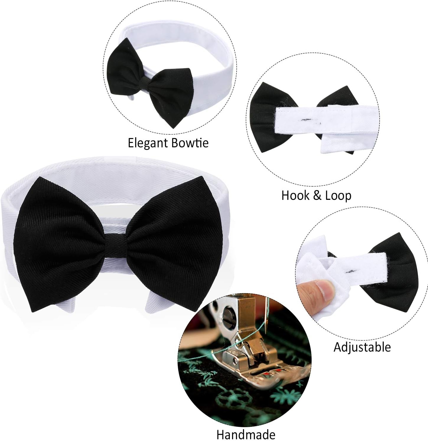 4 Pack Pet Bow Ties Adjustable | Formal Dog Collar & Cat Neck Tie for Small Dogs & Cats | Puppy Grooming Party Costume Accessories – L, Black, Red, Pink, Blue, Gray