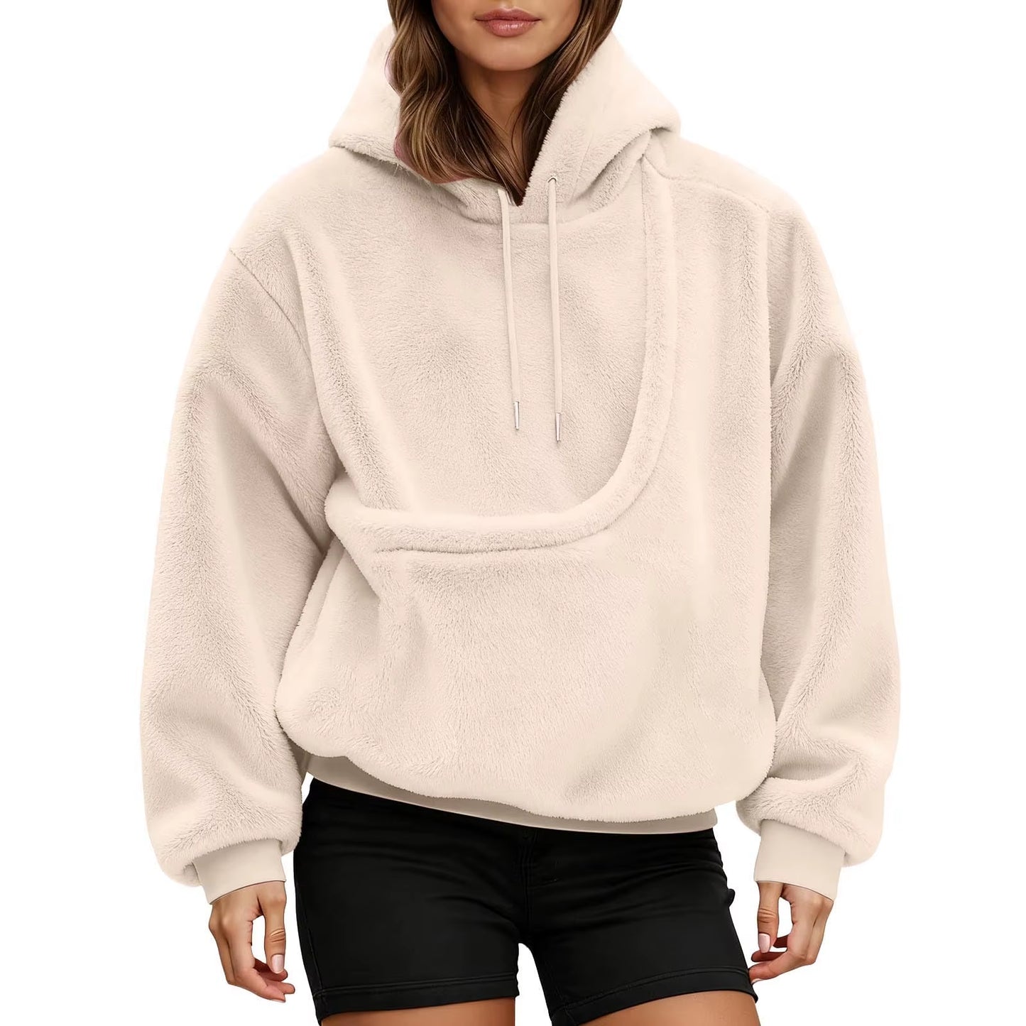 Pocket Pet-In-One Double-Sided Plush Hooded Sweatshirt