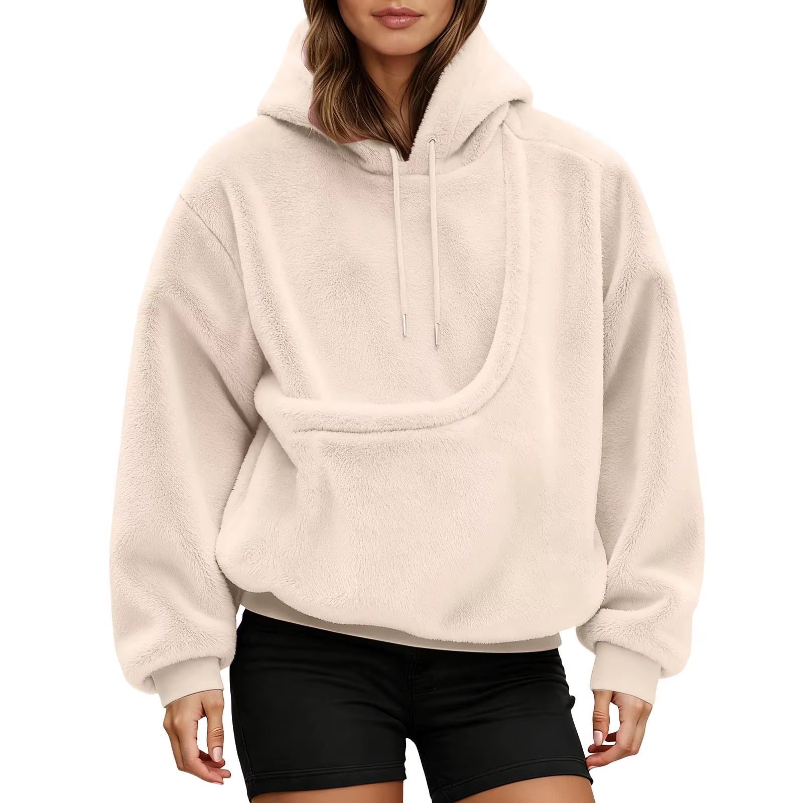 Pocket Pet-In-One Double-Sided Plush Hooded Sweatshirt